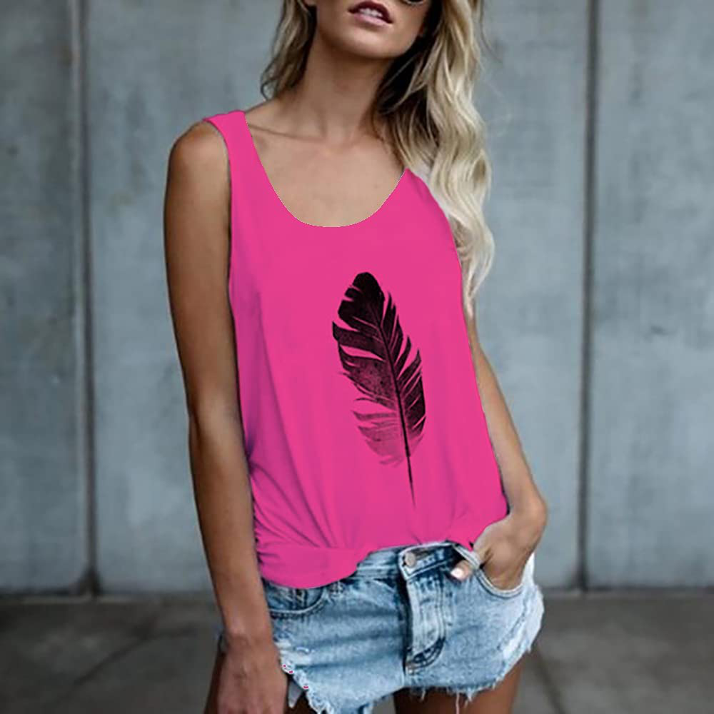 OMSJ Women Shirts Sleeveless Summer Tunic Loose Fit Tank Tops Apparel & Accessories > Clothing > Activewear Kylie Max