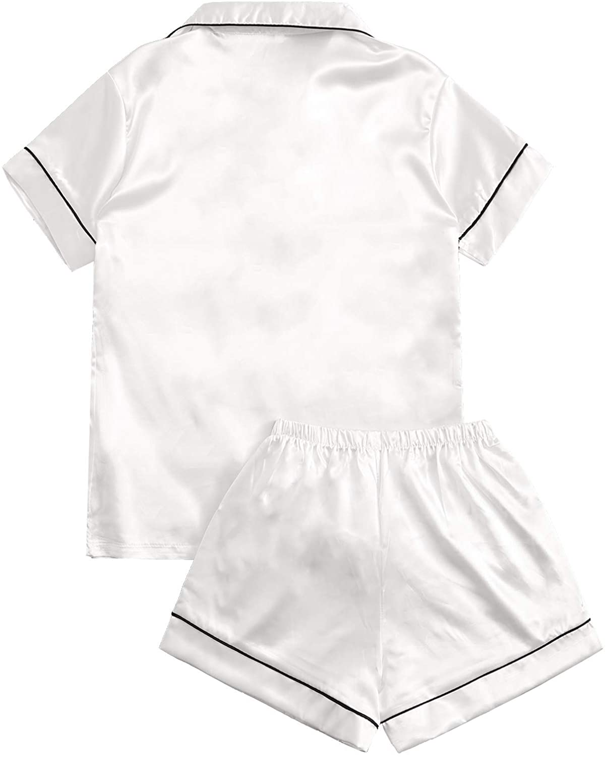 Sweatyrocks Women'S Short Sleeve Sleepwear Button down Satin 2 Piece Pajama Set Apparel & Accessories > Clothing > Sleepwear & Loungewear > Pajamas Kylie Max