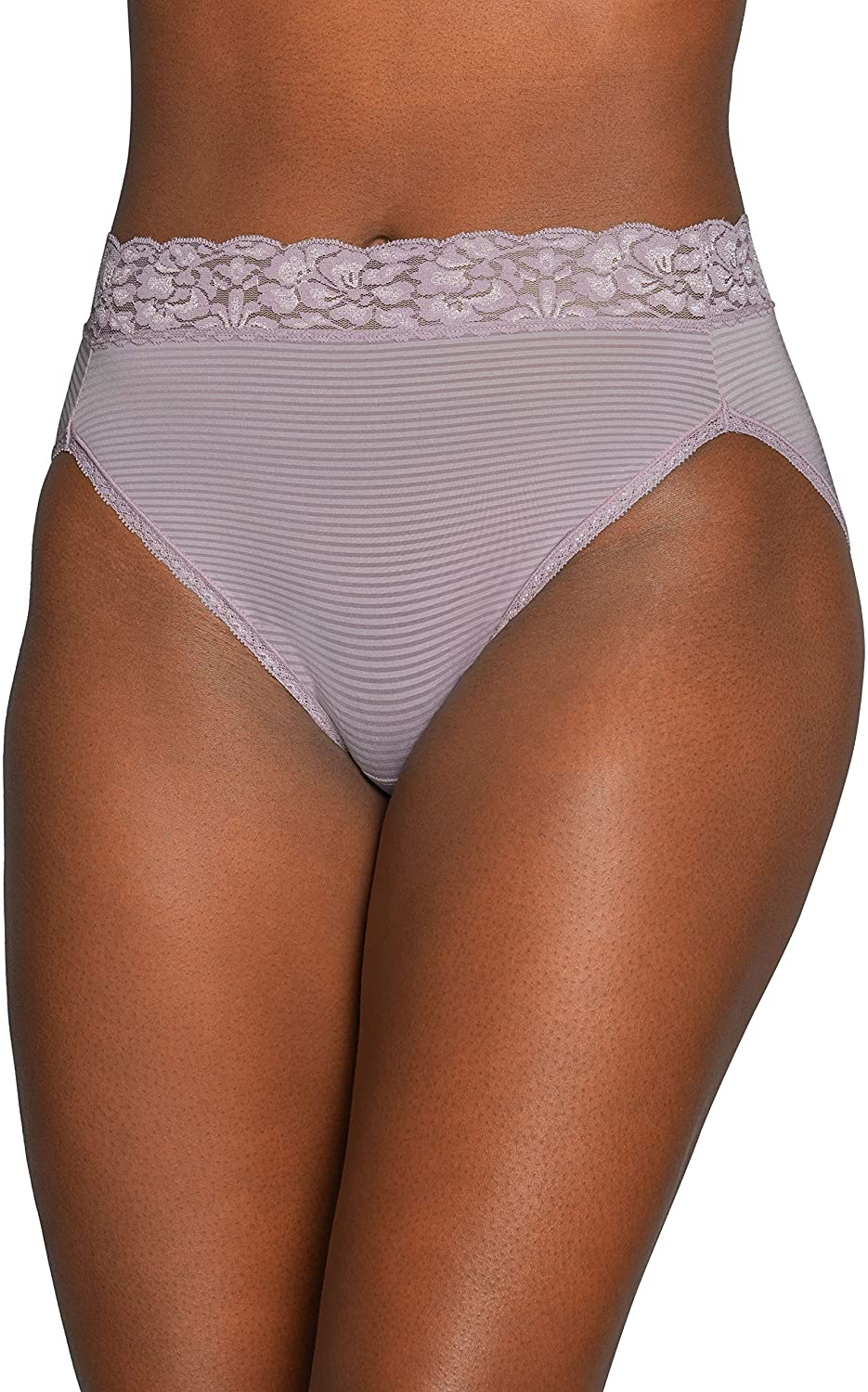 Vanity Fair Women'S Flattering Lace Panties Apparel & Accessories > Clothing > Underwear & Socks > Underwear Vanity Fair Hi Cut - Lilac Chalk Stripe 7 Hi Cut