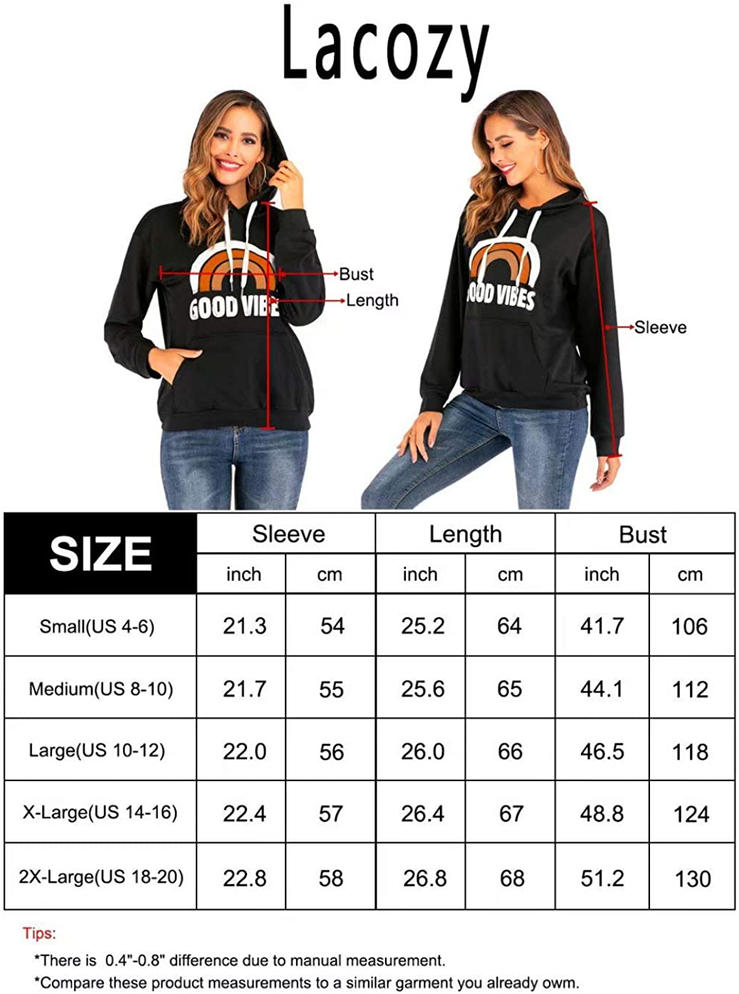 LACOZY Women'S Hoodies Long Sleeve Shirt Casual Graphic Tee Shirt Fall Clothes for Women Tops Blouse Apparel & Accessories > Clothing > Activewear Kylie Max