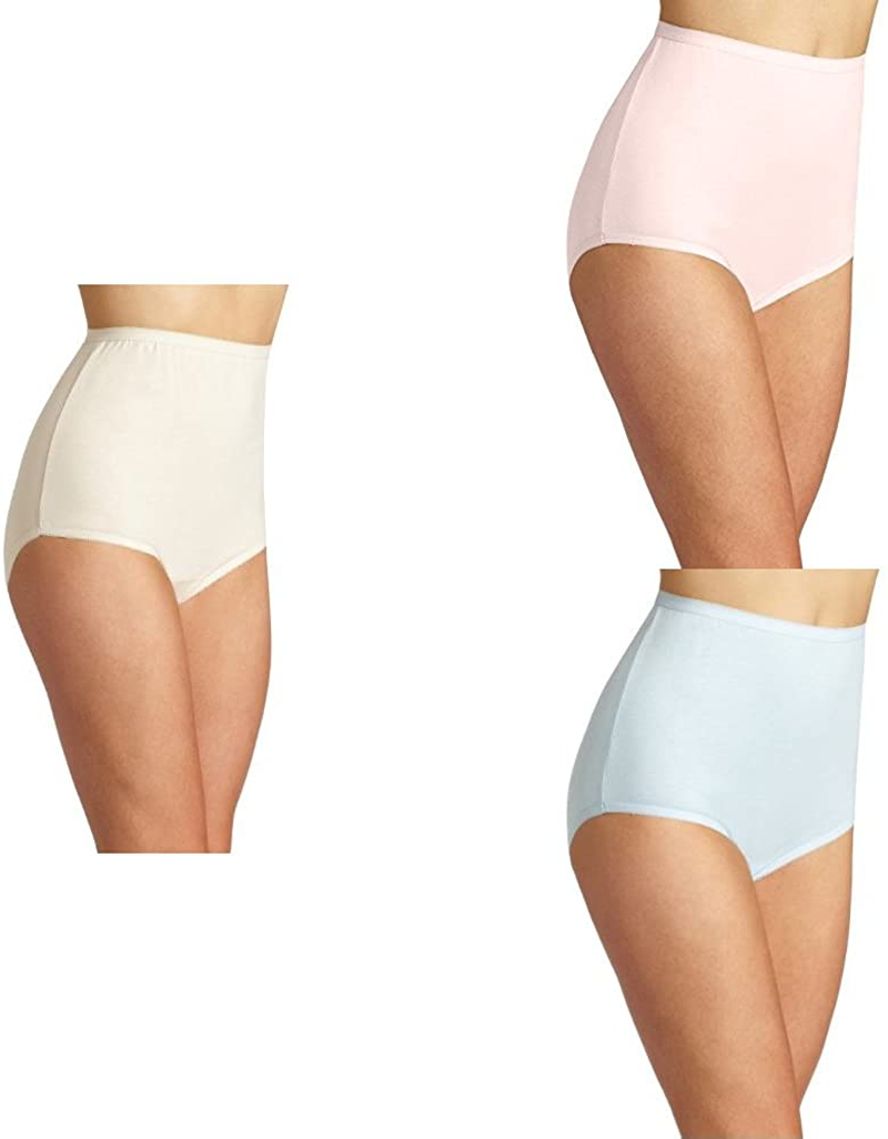 Vanity Fair Women'S Perfectly Yours Traditional Brief Panties Apparel & Accessories > Clothing > Underwear & Socks > Underwear Vanity Fair Cotton - 3 Pack - Fawn/Pink/Blue Cotton 7