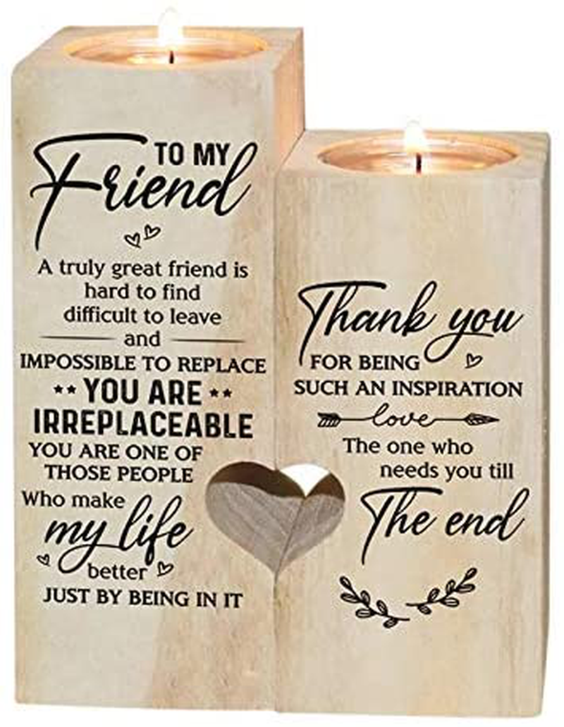 to My Bestie Candle Holder- Thank You for Being My Unbiological Sister Women Female Girl Friends LEFUYAN Personalized Custom Friendship Christmas Birthday Gift Wooden Candle Holder Arts & Entertainment > Party & Celebration > Gift Giving LEFUYAN To My Friend