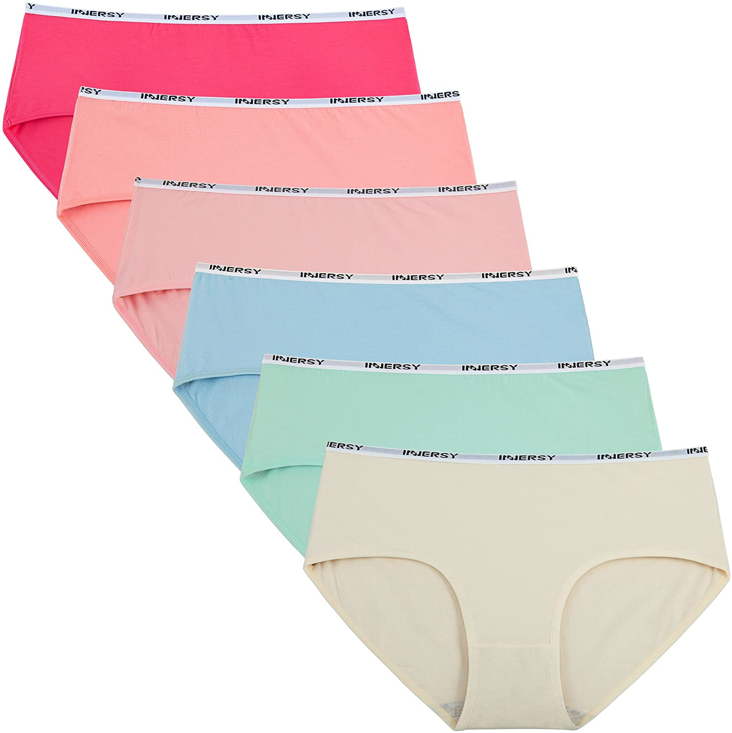 INNERSY Womens Underwear Hipster Panties Cotton Low Rise Briefs Pack of 6 Apparel & Accessories > Clothing > Underwear & Socks > Underwear INNERSY Bright XX-Large