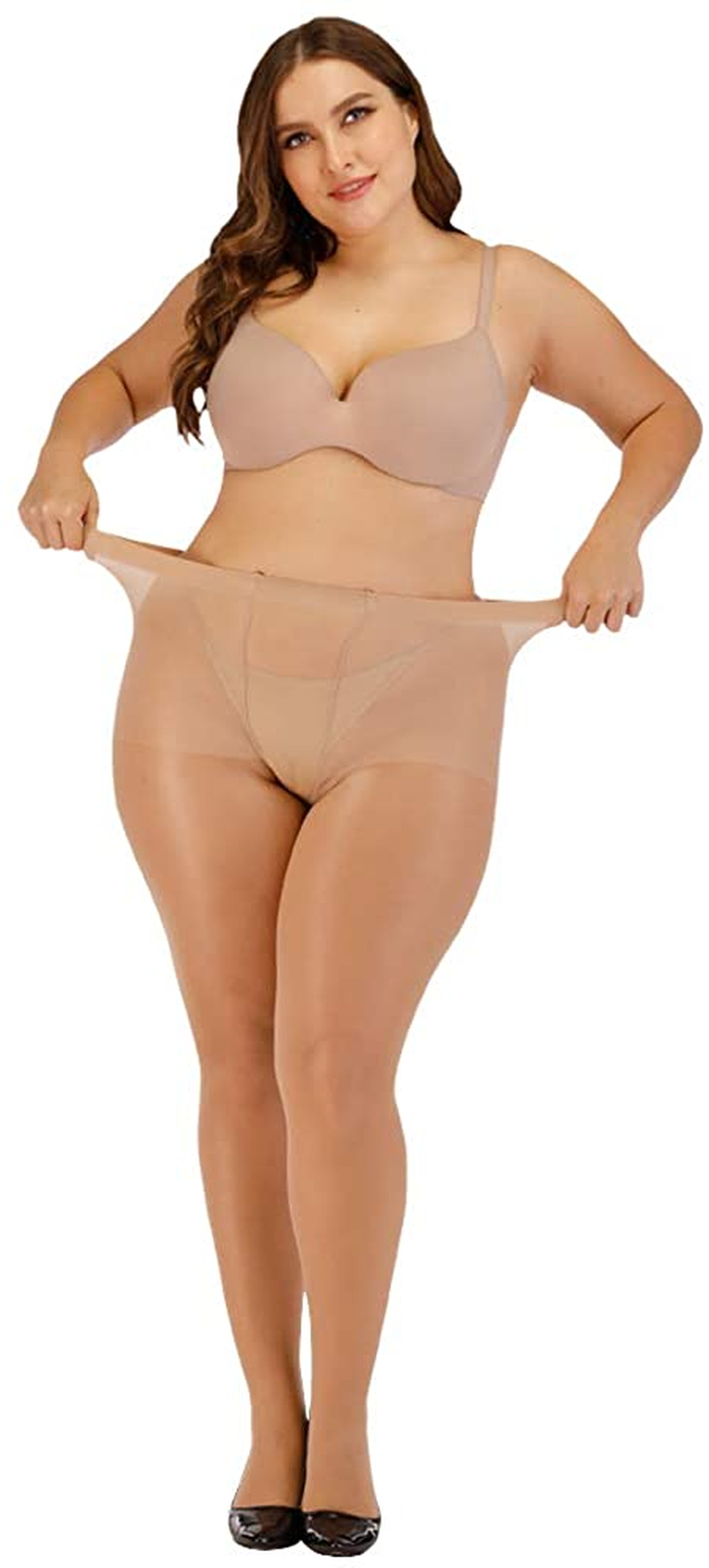 ARRUSA Super Durable plus Size Tights, High Waist Control Top Sheer Pantyhose, Shiny Nylon Thigh High Stockings for Women… Apparel & Accessories > Clothing > Underwear & Socks > Shapewear ARRUSA Skin