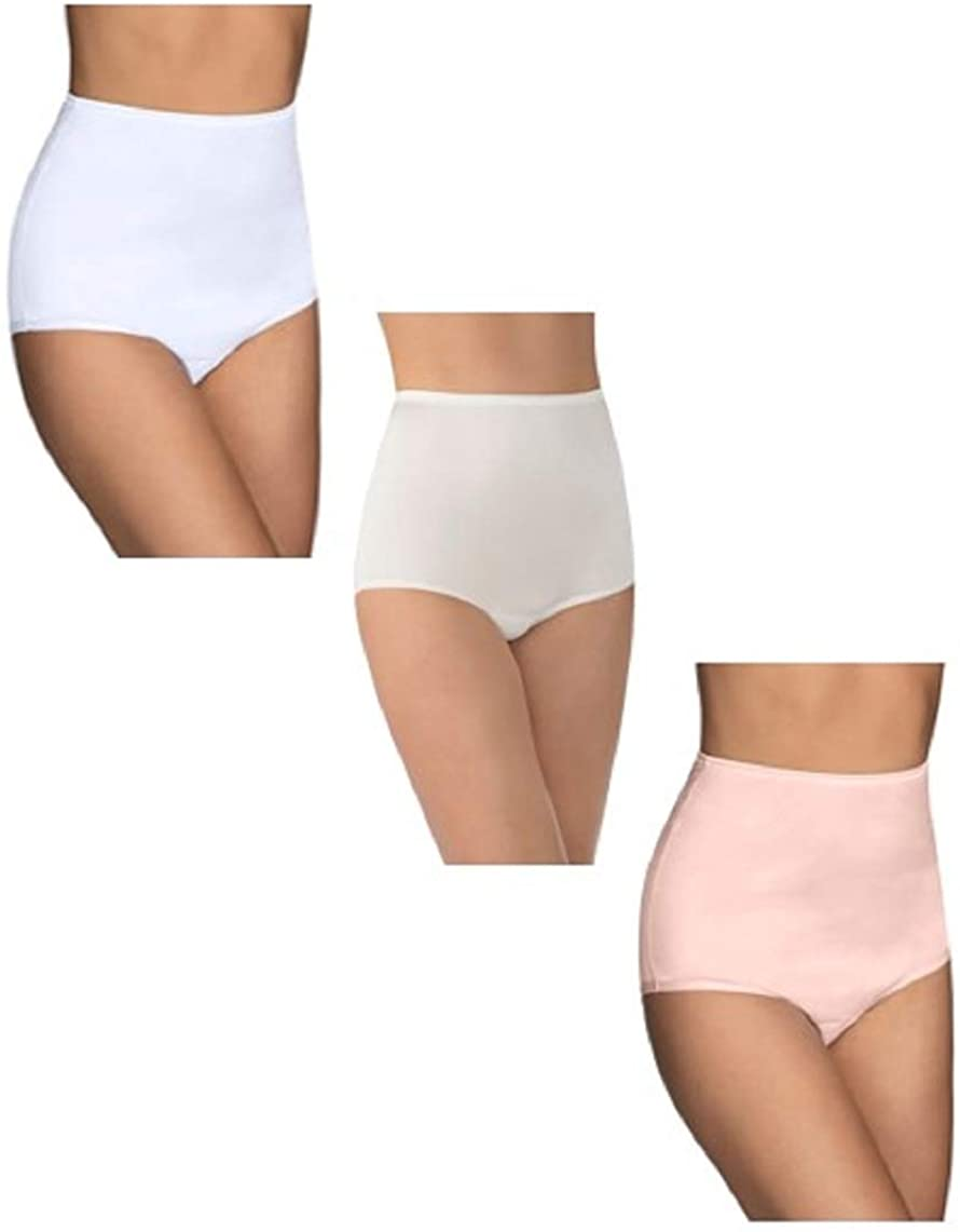 Vanity Fair Women'S Perfectly Yours Traditional Brief Panties Apparel & Accessories > Clothing > Underwear & Socks > Underwear Vanity Fair Nylon - 3 Pack - White/Candleglow/Pink Nylon 9
