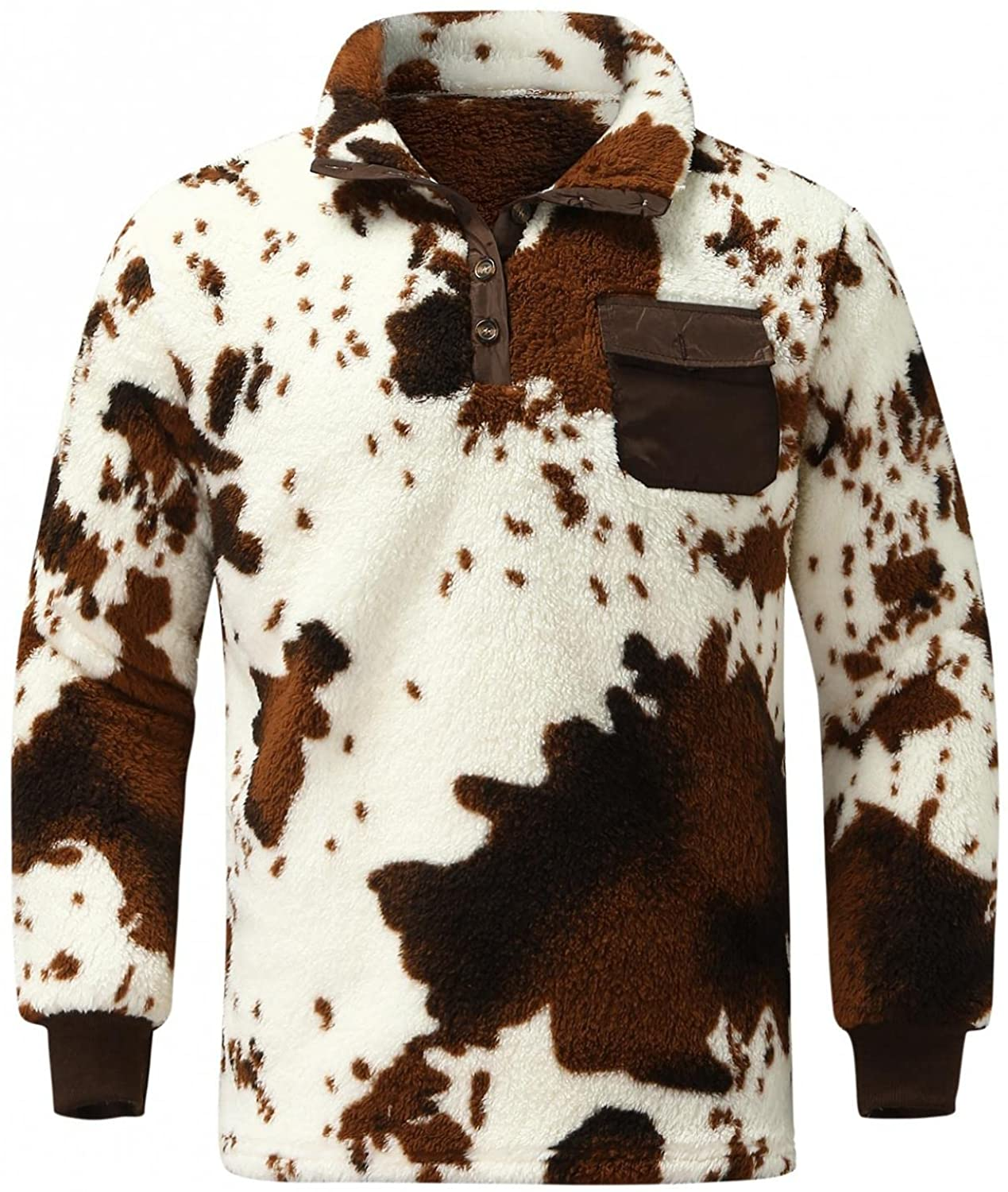Merthy Mens Warm Camo Plush Henely Shirts Sherpa Fleece Jackets Long Sleeve Stand Collar Thermal Stylish Printed Outwear Apparel & Accessories > Clothing > Underwear & Socks > Shapewear Merthy