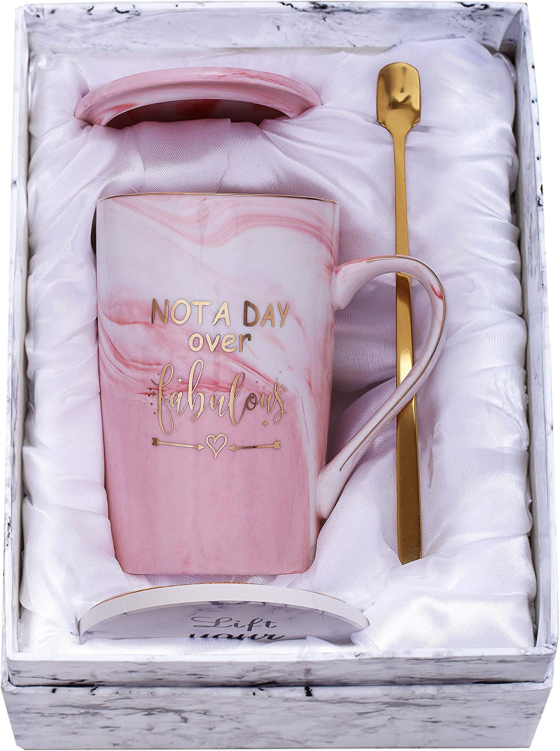 Jumway Not A Day Over Fabulous Mug - Birthday Gifts for Women - Funny Birthday Gift Ideas for Her,Friends, Coworkers, Her, Wife, Mom, Daughter, Sister, Aunt Ceramic Marble Mug 14 Oz Pink Arts & Entertainment > Party & Celebration > Gift Giving Jumway A--Pink