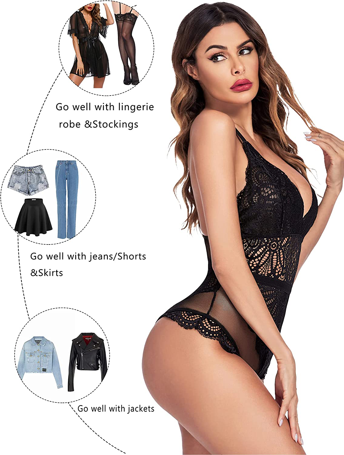Avidlove Snap Crotch Lingerie Sexy Teddy Bodysuit One Piece Lace Babydoll Apparel & Accessories > Clothing > Underwear & Socks > Lingerie Avidlove