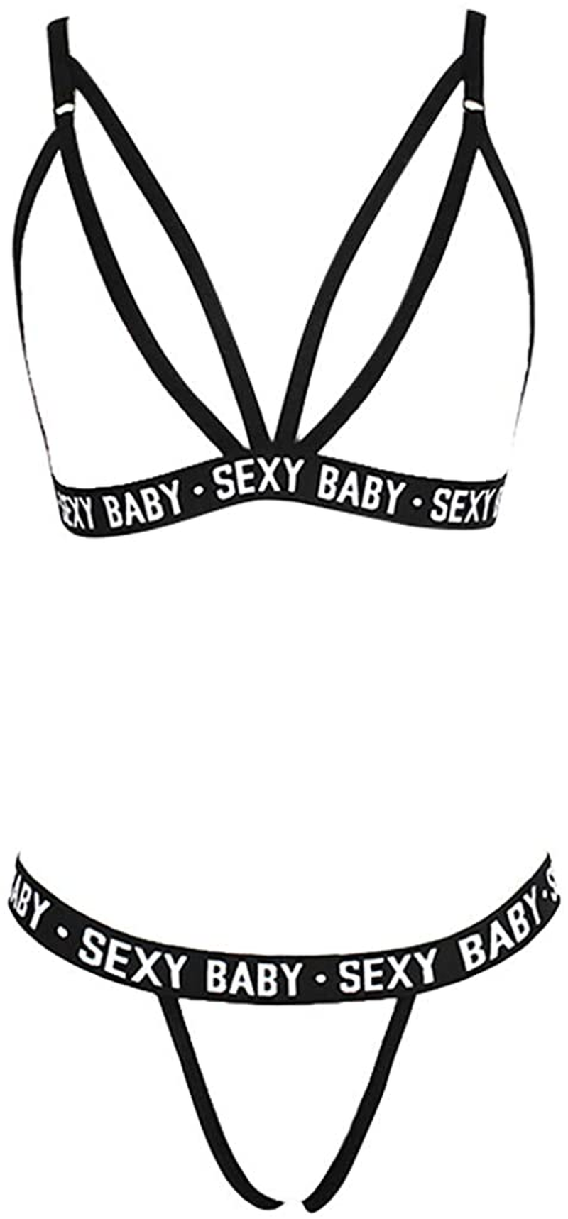 Women Sexy Lingerie Sleepwear Fashion Camo Print V-Collar Strappy Bra and Panty 2Pcs Sets Bodysuit Underwear Pajamas Apparel & Accessories > Clothing > Underwear & Socks > Lingerie Taswuw White Large