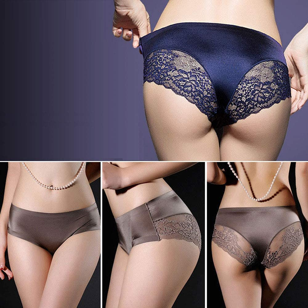 Sexy Lace Underwear for Women Frozen Silk Seamless Panties with Silky Tactile Touch 4 Pack, Assorted Colors S M L XL XXL3XL Apparel & Accessories > Clothing > Underwear & Socks > Underwear ITAYAX
