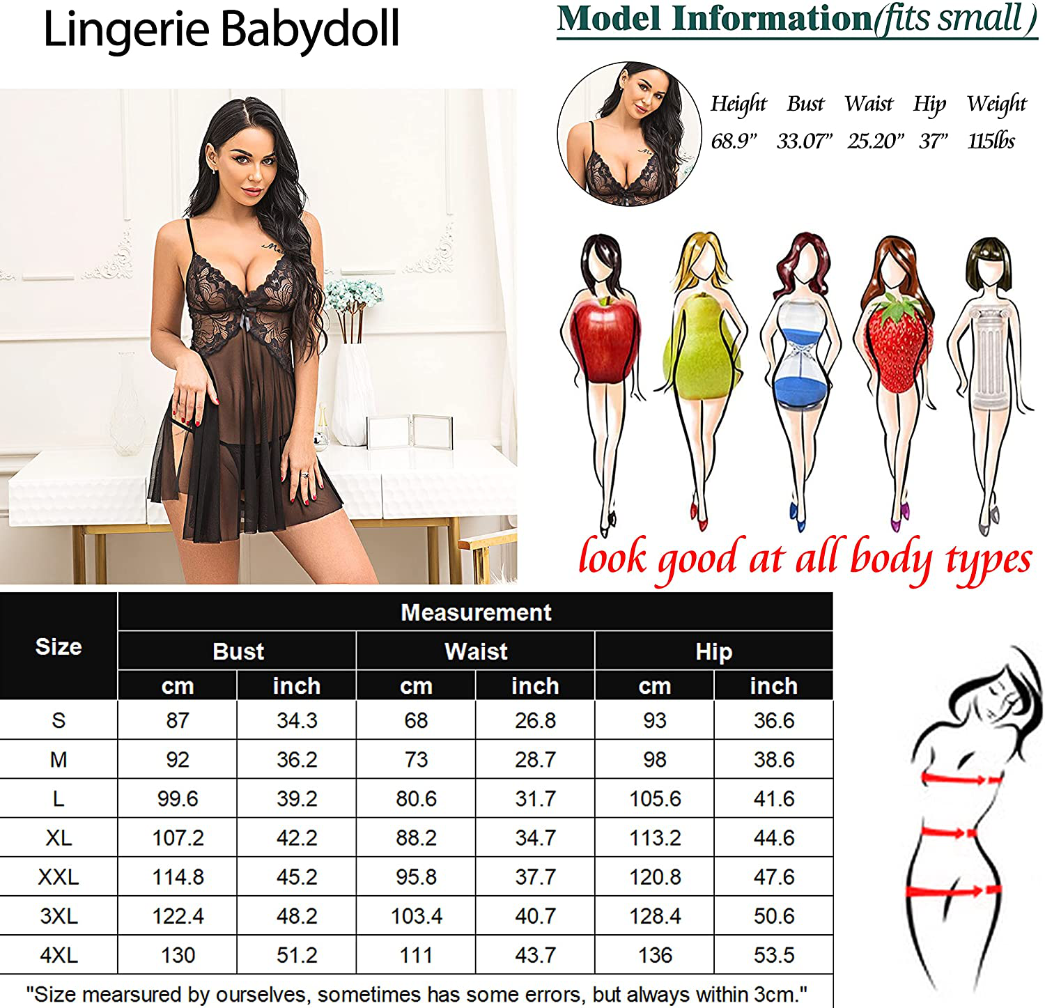 Avidlove Women Lace Lingerie Babydoll Sexy Chemise Exotic Nightgowns Bridal Nightdress Apparel & Accessories > Clothing > Underwear & Socks > Lingerie Kylie Max