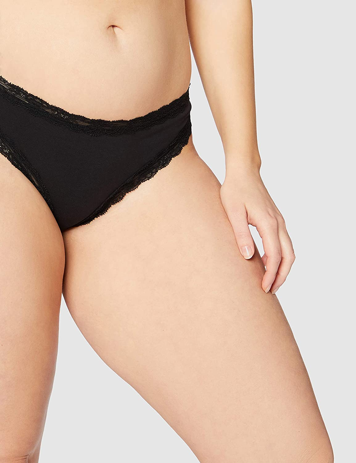 Iris & Lilly Women'S Cotton and Lace Thong Underwear, Pack of 5 Apparel & Accessories > Clothing > Underwear & Socks > Underwear Iris & Lilly