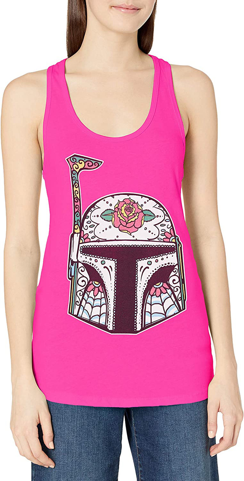 Star Wars Women'S Boba Fett Helmet Racerback Tank Top Apparel & Accessories > Clothing > Activewear Kylie Max