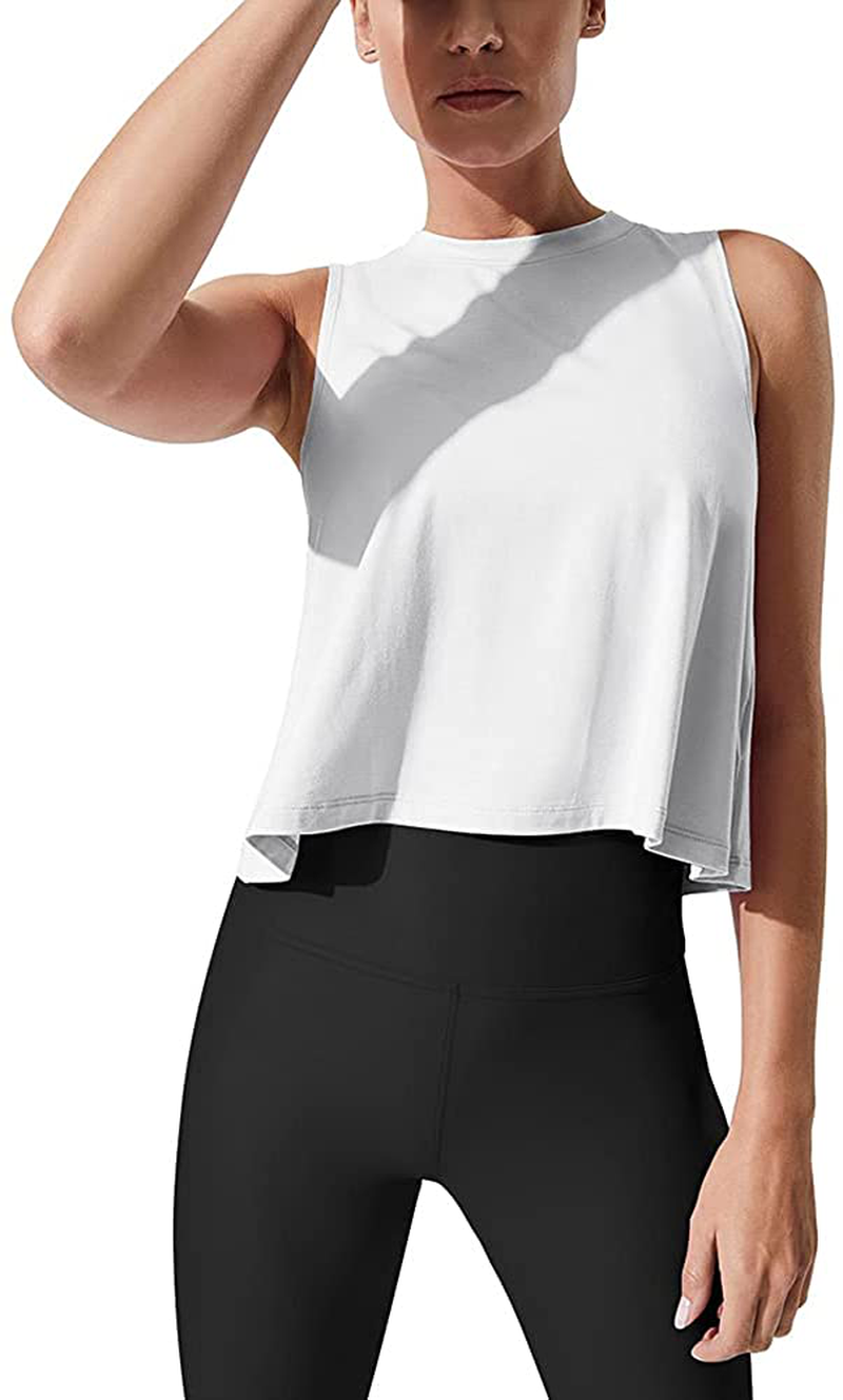 Mippo Crop Tops for Women Womens Workout Tops Flowy Cropped Tank Tops Athletic Shirts Apparel & Accessories > Clothing > Activewear Kylie Max