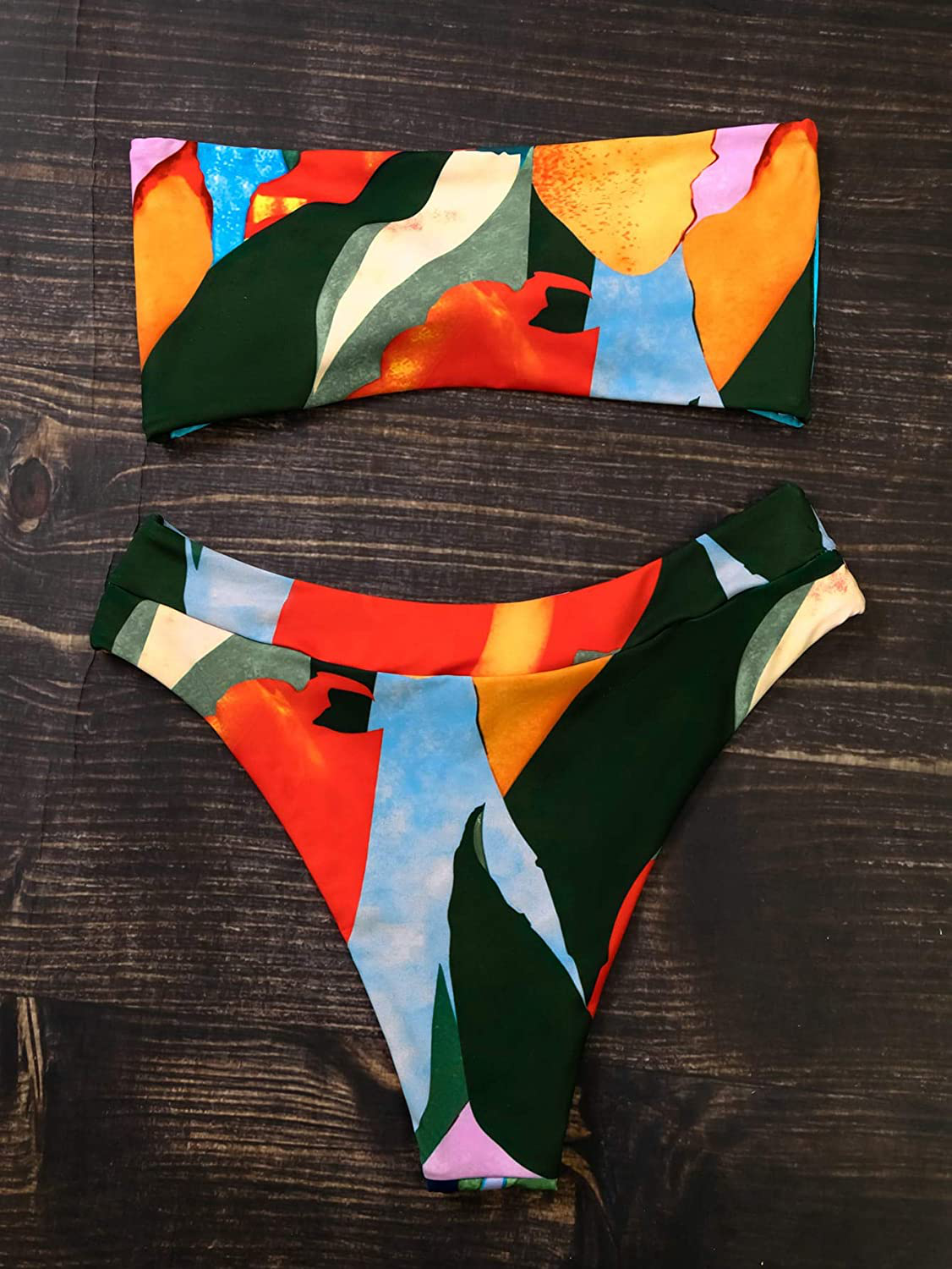 SOLY HUX Women's Floral Print Tie Front Bikini Bathing Suit 2 Piece Swimsuits Apparel & Accessories > Clothing > Swimwear SOLY HUX