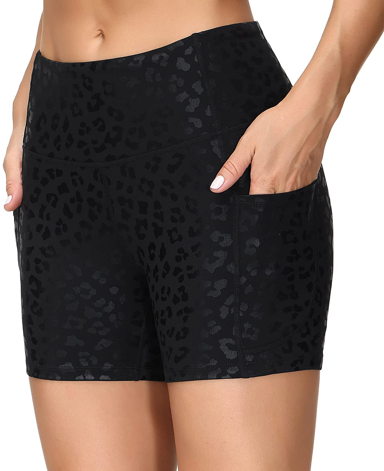 THE GYM PEOPLE High Waist Yoga Shorts for Women'S Tummy Control Fitness Athletic Workout Running Shorts with Deep Pockets Apparel & Accessories > Clothing > Shorts Kylie Max