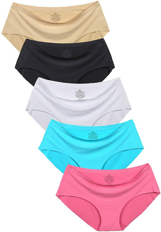 Women'S No Show Hiphugger Panties Pack of 6 Apparel & Accessories > Clothing > Underwear & Socks > Underwear Alruy 5 Pack: Black White Beige Blue Rose X-Small