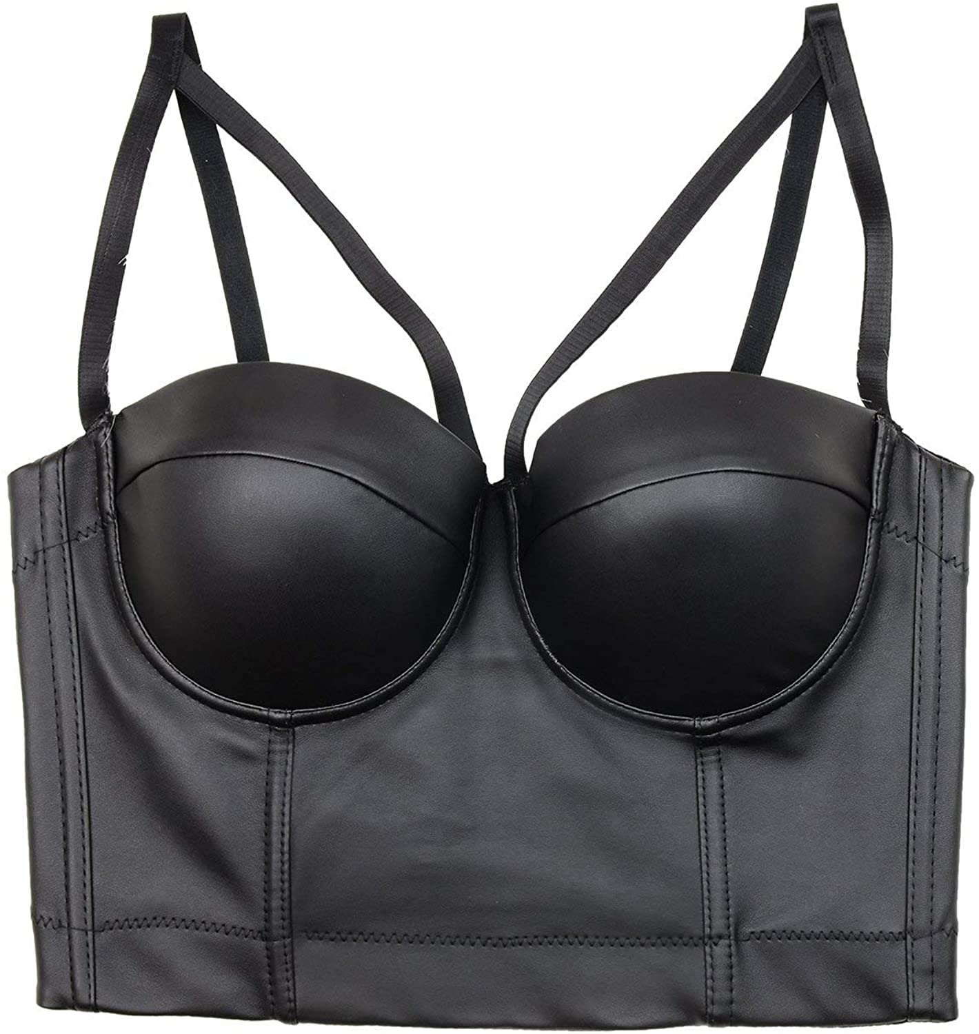 ELLACCI PU Leather Sexy Cut Cross Bustier Crop Top Gothic Women'S Corset Top Bra Apparel & Accessories > Clothing > Underwear & Socks > Lingerie ELLACCI