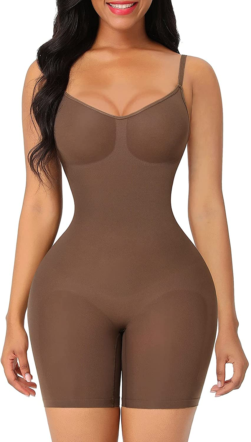 Feelingirl Butt Lifter Bodysuit Body Shaper Tummy Control Shapewear Thigh Slimmer Apparel & Accessories > Clothing > Underwear & Socks > Shapewear FeelinGirl Coffee X-Small-Small