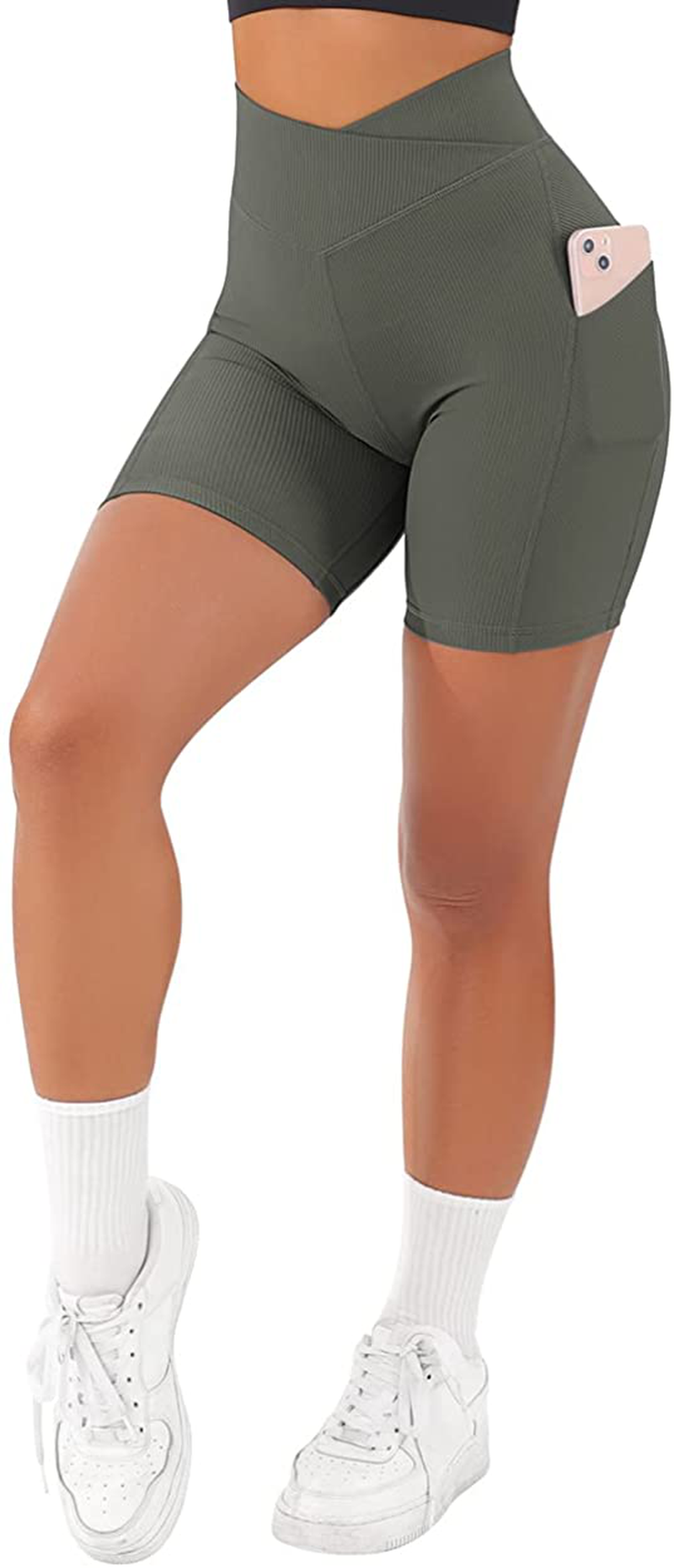 SUUKSESS Women Cross Workout Shorts with Pockets 5" High Waist Booty Biker Short Apparel & Accessories > Clothing > Shorts Kylie Max