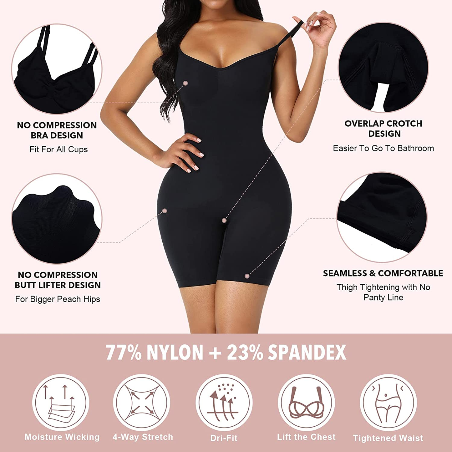 Feelingirl Butt Lifter Bodysuit Body Shaper Tummy Control Shapewear Thigh Slimmer Apparel & Accessories > Clothing > Underwear & Socks > Shapewear FeelinGirl