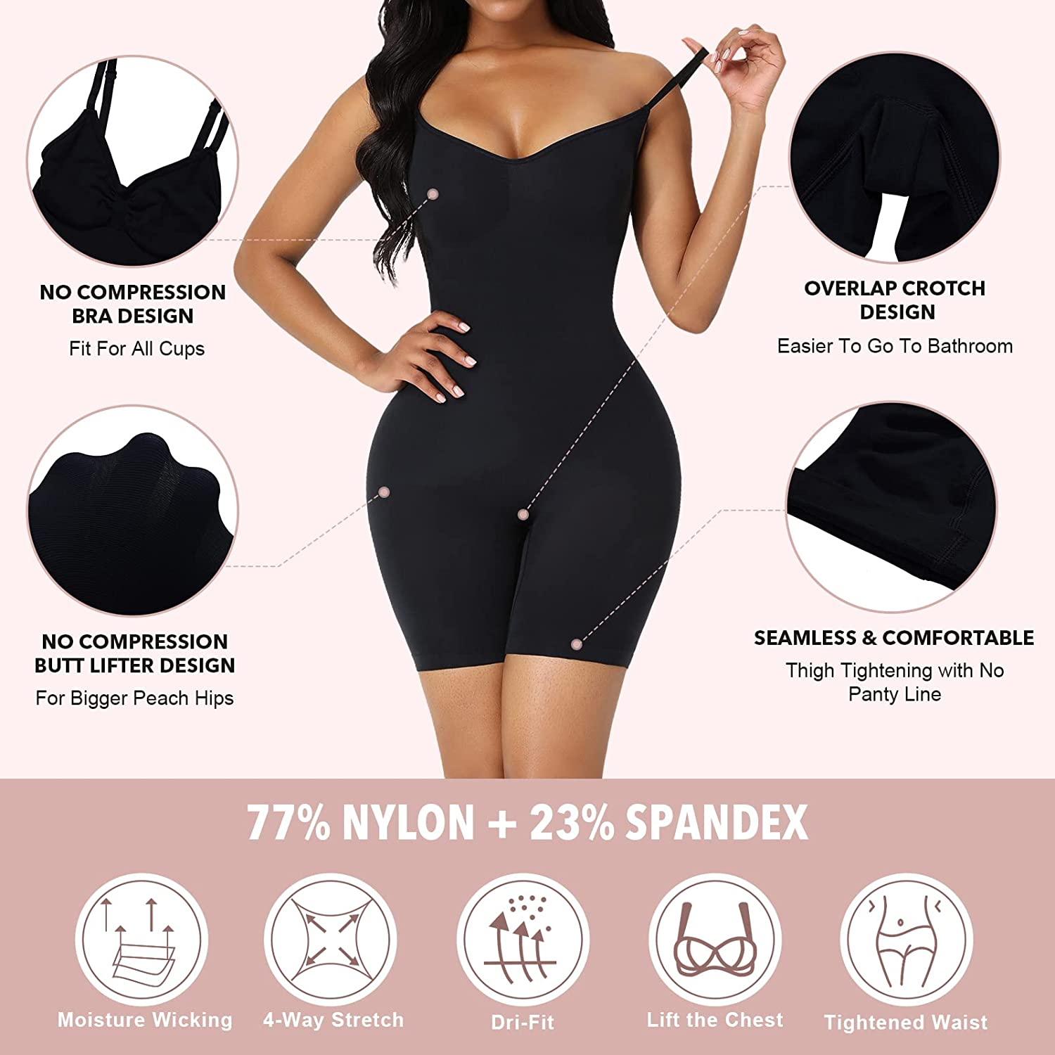 Feelingirl Butt Lifter Bodysuit Body Shaper Tummy Control Shapewear Thigh Slimmer Apparel & Accessories > Clothing > Underwear & Socks > Shapewear FeelinGirl