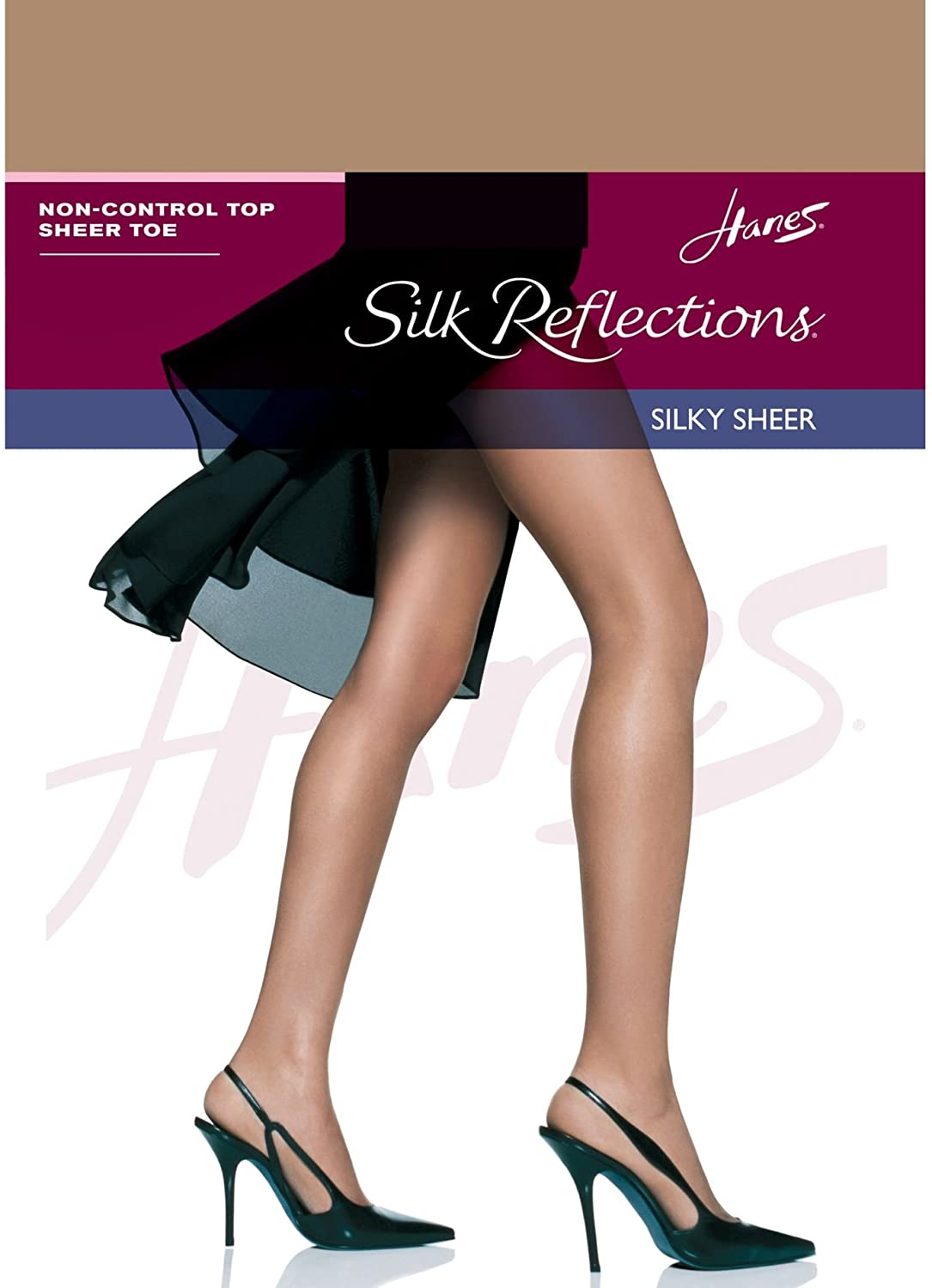 Hanes Women`S Set of 3 Silk Reflections Non-Control Top Sheer Toe Pantyhose Apparel & Accessories > Clothing > Underwear & Socks > Shapewear Hanes Barely There C-D