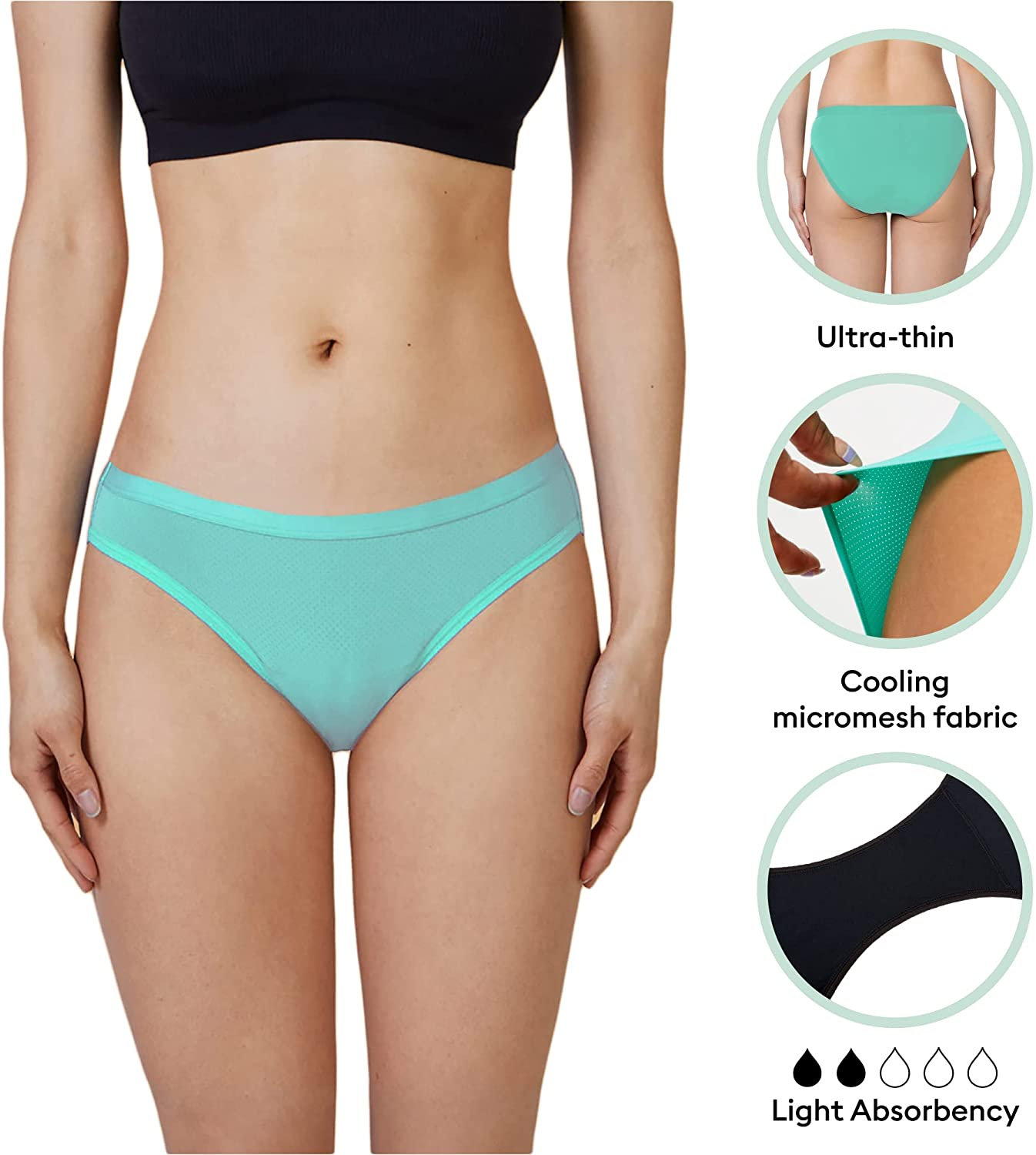 Thinx Air Bikini Period Underwear | Menstrual Underwear | Absorbent Period Underwear for Women | Light Absorbency Apparel & Accessories > Clothing > Underwear & Socks > Underwear THINX
