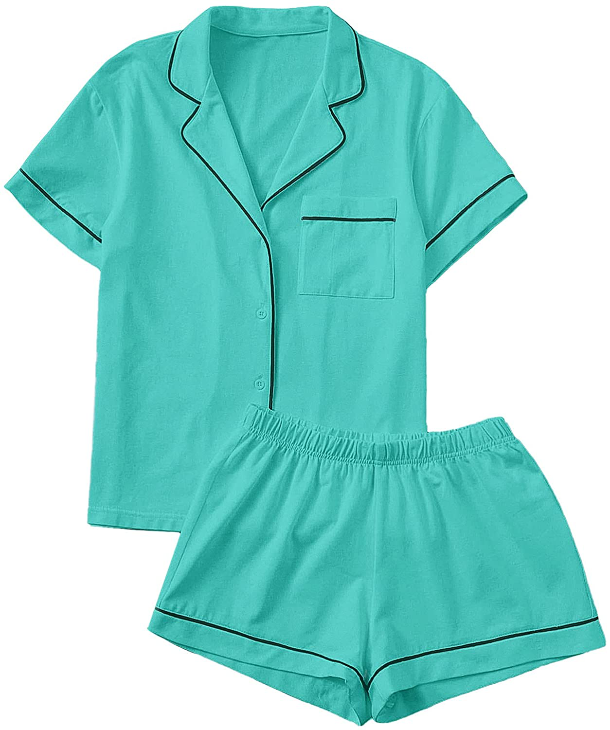 Floerns Women's Notch Collar Short Sleeve Sleepwear Two Piece Pajama Set Apparel & Accessories > Clothing > Sleepwear & Loungewear > Pajamas Floerns