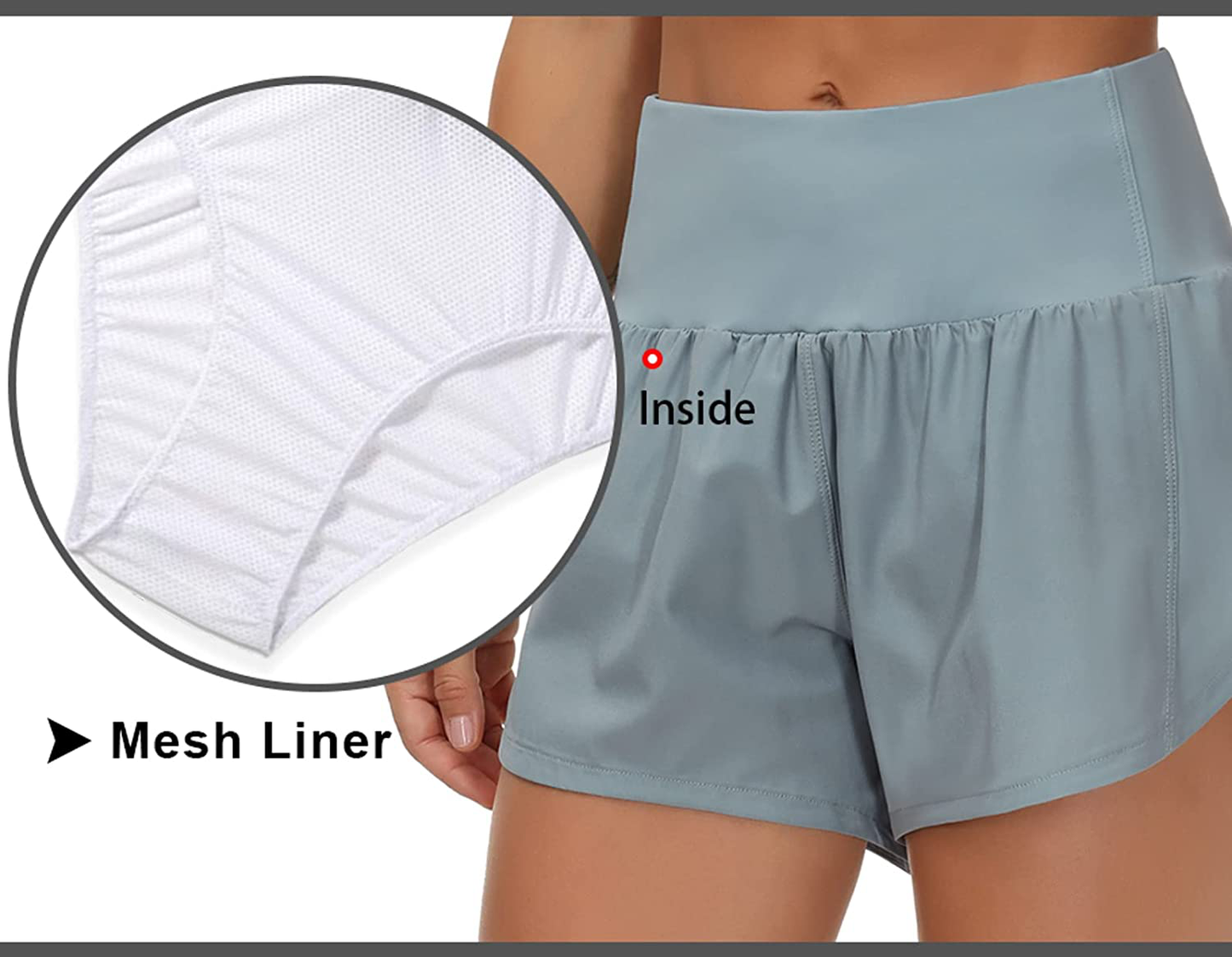 THE GYM PEOPLE Womens High Waisted Running Shorts Quick Dry Athletic Workout Shorts with Mesh Liner Zipper Pockets Apparel & Accessories > Clothing > Shorts Kylie Max