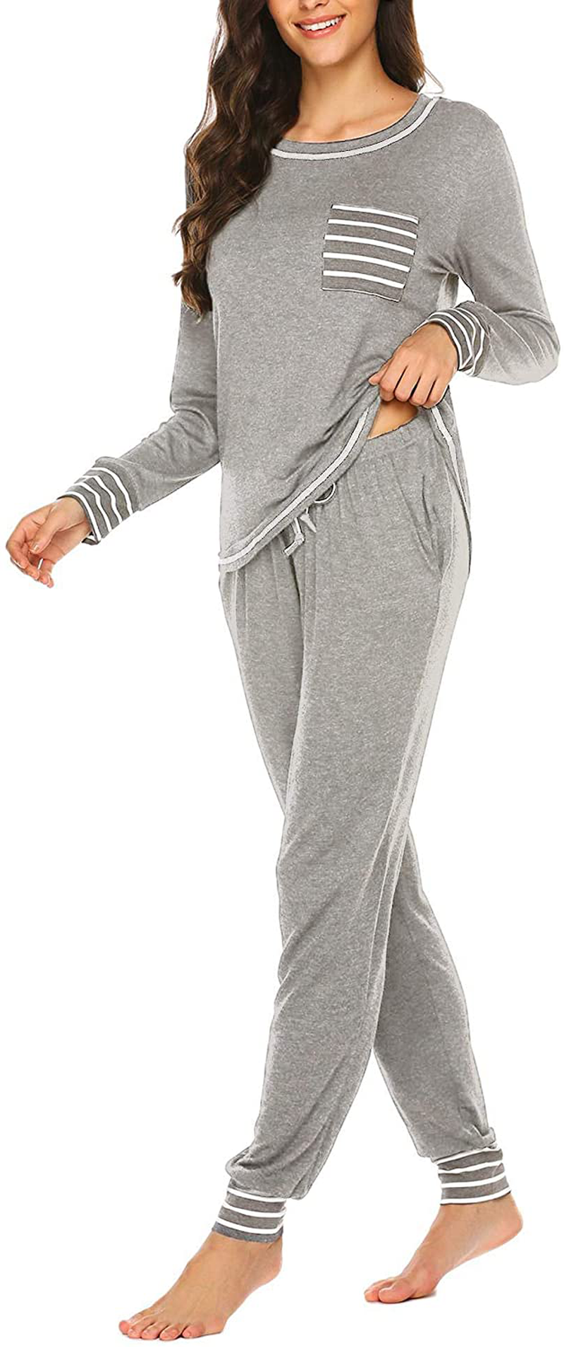 Ekouaer Pajamas Women’S Long Sleeve Sleepwear with Long Pants Soft Loungewear Pj Set S-XXL Apparel & Accessories > Clothing > Sleepwear & Loungewear > Pajamas Kylie Max