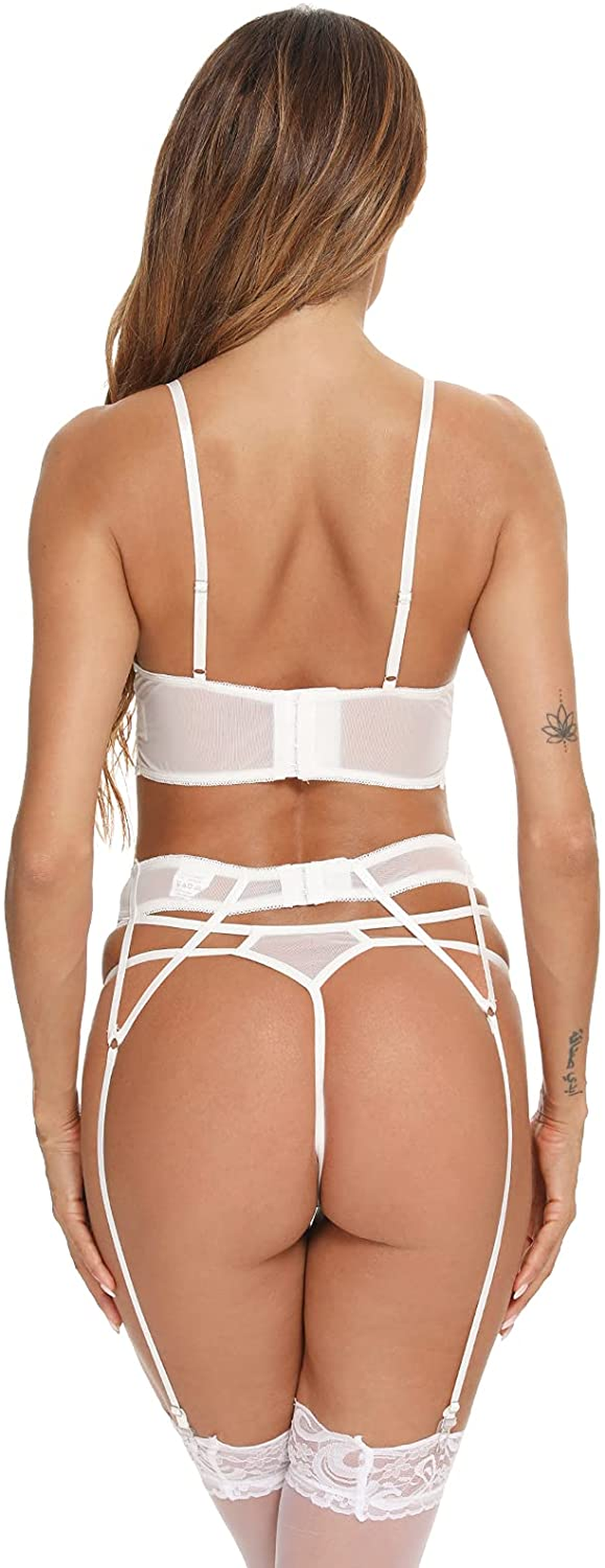 CHEENBOL Lace Lingerie Set for Women 3 Piece Bralette Lingerie Bodysuit with Garter Belt(No Stockings) Apparel & Accessories > Clothing > Underwear & Socks > Lingerie CHEENBOL