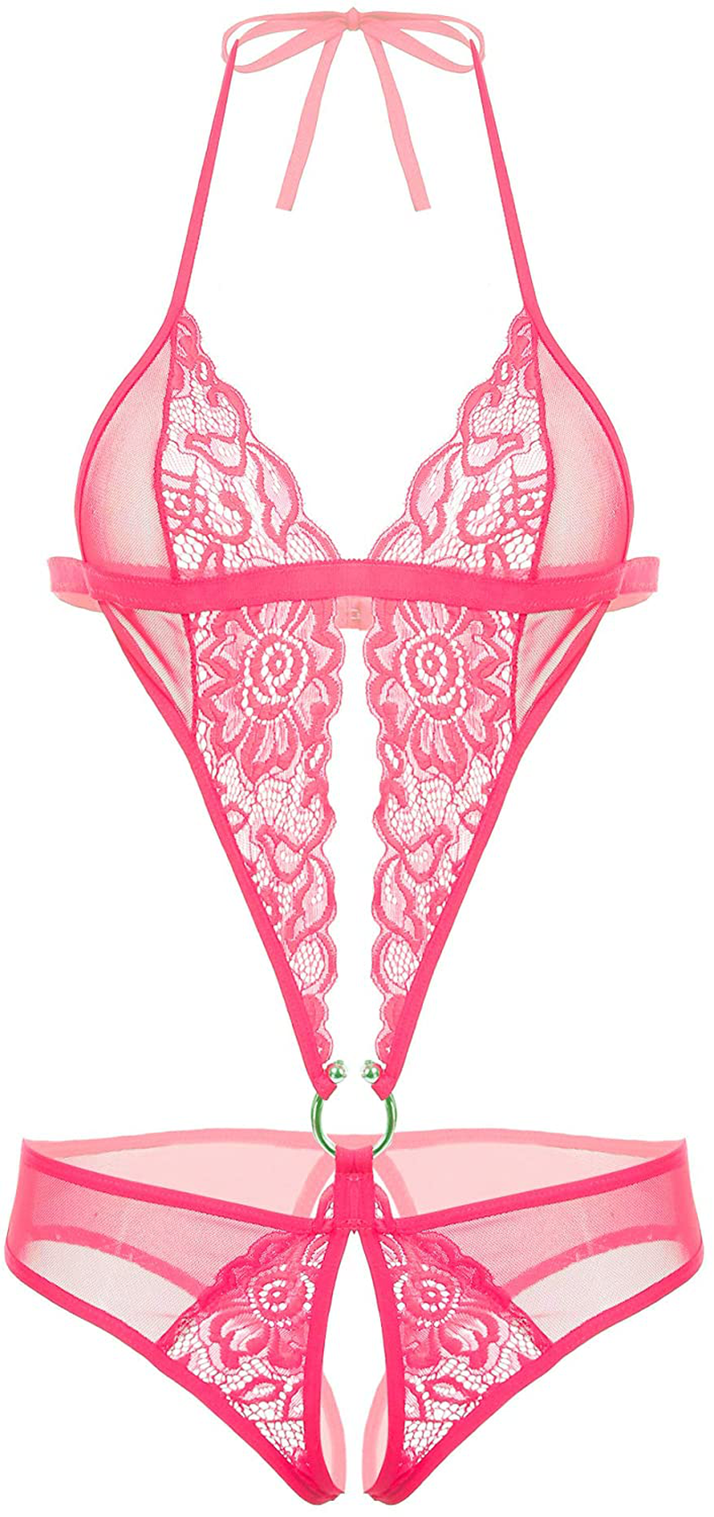 Avidlove Women Deep V Lingerie Lace Teddy One Piece Babydoll Mini Bodysuit Apparel & Accessories > Clothing > Underwear & Socks > Lingerie Avidlove Rose Red Large