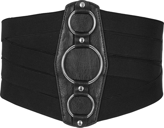 Blackbutterfly 7 Inch Wide Lattice Corset Waspie Elastic Waist Belt Apparel & Accessories > Clothing Accessories > Belts BlackButterfly Black 2-4
