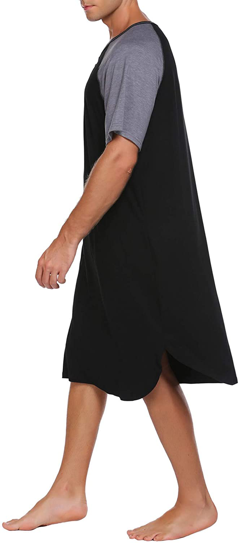 Ekouaer Sleepwear Men'S Nightshirt Short Sleeve Pajamas Comfy Big & Tall Henley Sleep Shirt M-XXXL Apparel & Accessories > Clothing > Sleepwear & Loungewear > Nightgowns Kylie Max