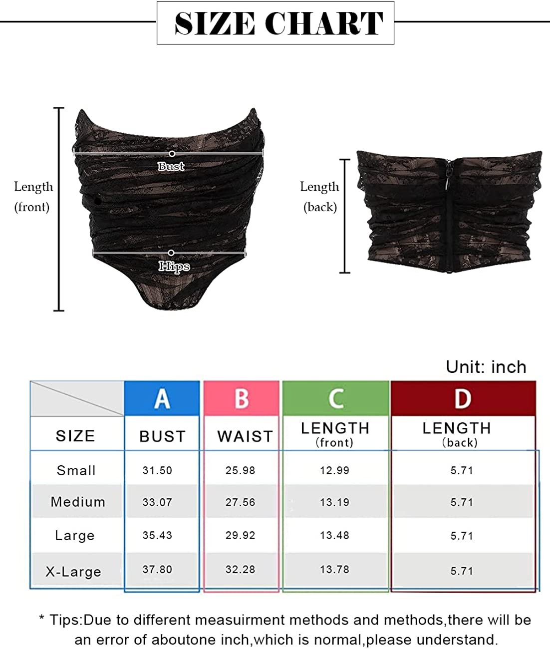 Junova Women'S Sexy Strapless Floral Lace Bustier Open Back Boned Corset Crop Top Apparel & Accessories > Clothing > Underwear & Socks > Lingerie Junova