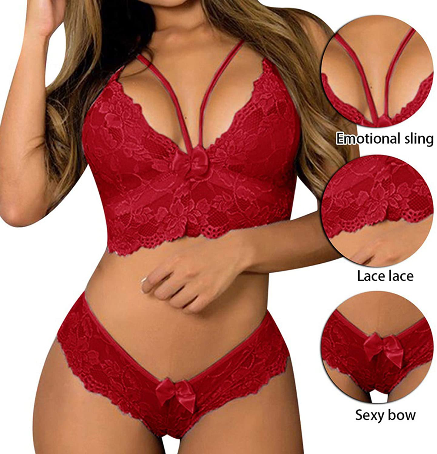 MOOKO Lingerie for Women Plus Size Lace Lingerie Sets Chemise Sleepwear Sexy Babydoll Mini Teddy Bodysuit Nightgown Apparel & Accessories > Clothing > Underwear & Socks > Lingerie MOOKO