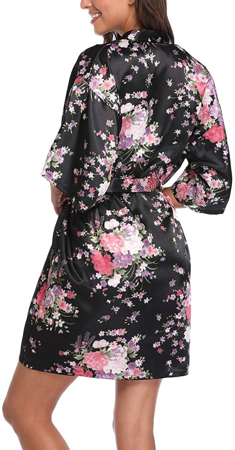 Women'S Floral Silk Kimono Robes Bridesmaid Satin Robes Wedding Party Sleepwear Apparel & Accessories > Clothing > Sleepwear & Loungewear > Robes MissNina