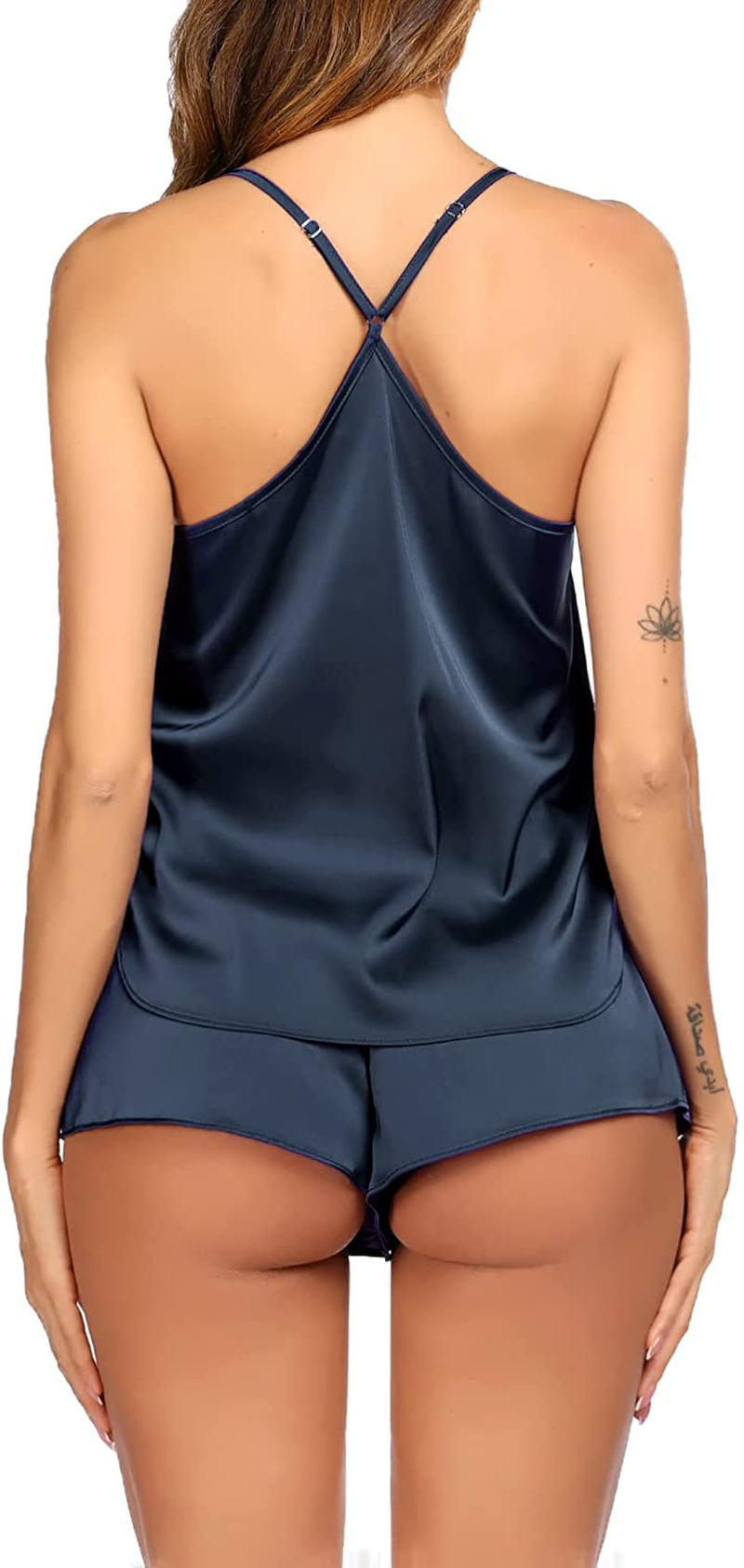 Sheshow Women'S Cami Shorts Sets Satin Sexy Lingerie Pajamas Silky Pjs Sleepwear O Neck Nightwear Lounge Set S-XXL Apparel & Accessories > Clothing > Sleepwear & Loungewear Kylie Max