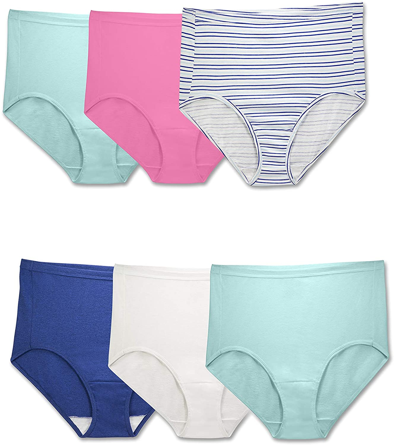 Fruit of the Loom Women'S Eversoft Cotton Brief Underwear (Regular & plus Size) Apparel & Accessories > Clothing > Underwear & Socks > Underwear Fruit of the Loom Plus Size Brief - 6 Pack - Comfort Covered Waistband Plus Size 12