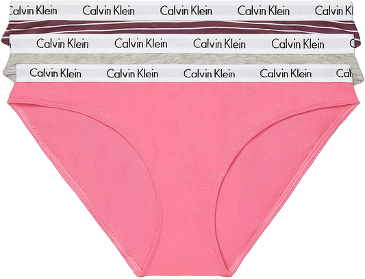 Calvin Klein Women'S Carousel Logo Cotton Bikini Panty Apparel & Accessories > Clothing > Underwear & Socks > Underwear Calvin Klein Feeder Stripe_ripe Berry/Grey Heather/Pink Smoothie 3 X-Large