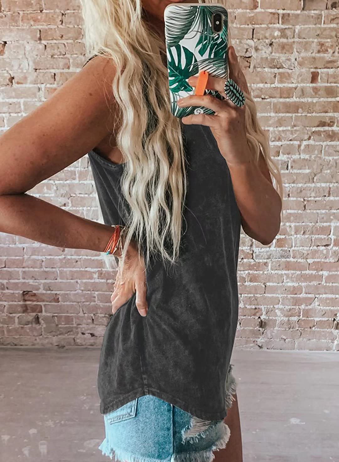 Dokotoo Womens Crew Neck Tank Tops Summer Leopard Detail Print Top Casual Cami Shirts Blouses S-XXL Apparel & Accessories > Clothing > Activewear Kylie Max
