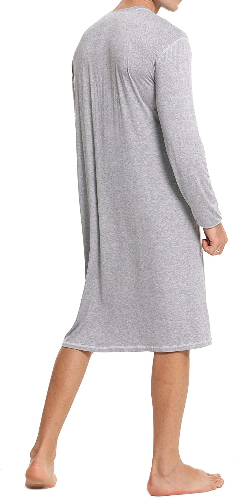 SWOMOG Men'S Nightshirt Long Sleeve Crewneck Modal Nightgown Loose Comfy Sleep Shirt Apparel & Accessories > Clothing > Sleepwear & Loungewear > Nightgowns Kylie Max