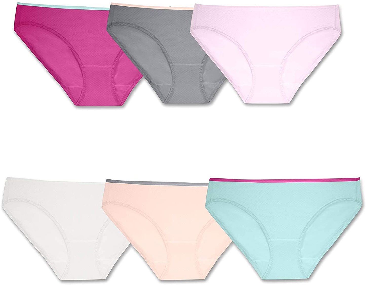 Fruit of the Loom Women'S Breathable Underwear (Regular & plus Size) Apparel & Accessories > Clothing > Underwear & Socks > Underwear Fruit of the Loom Bikini - Micro Mesh - 6 Pack Assorted Colors Regular 5