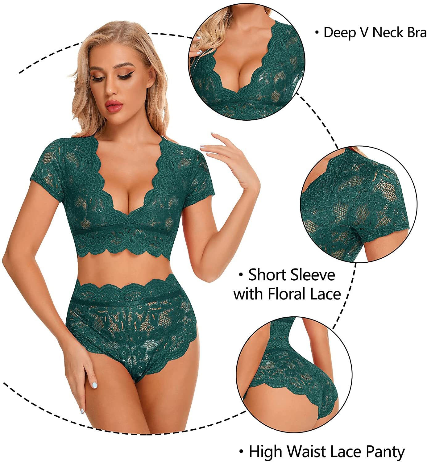 RSLOVE Women Lingerie Set Lace Bra and Panty Set Two Piece Sexy Underwear Apparel & Accessories > Clothing > Underwear & Socks > Lingerie KYLIE MAX