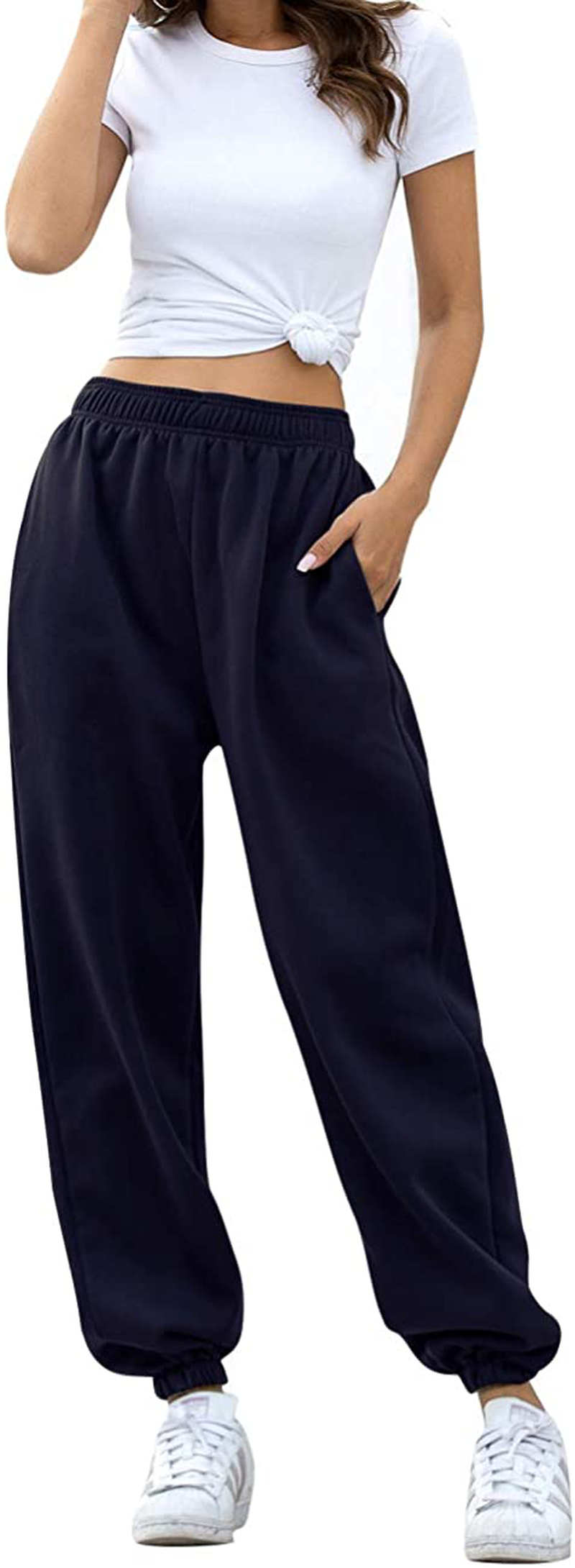Hesayep Women'S High Waisted Sweatpants Workout Active Joggers Pants Baggy Lounge Bottoms Apparel & Accessories > Clothing > Activewear Kylie Max