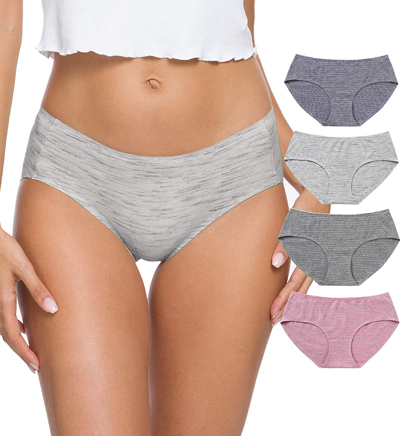 Wealurre Cotton Bikini Women'S Breathable Panties Seamless Comfort Underwear Apparel & Accessories > Clothing > Underwear & Socks > Underwear Wealurre Stripe Red Small