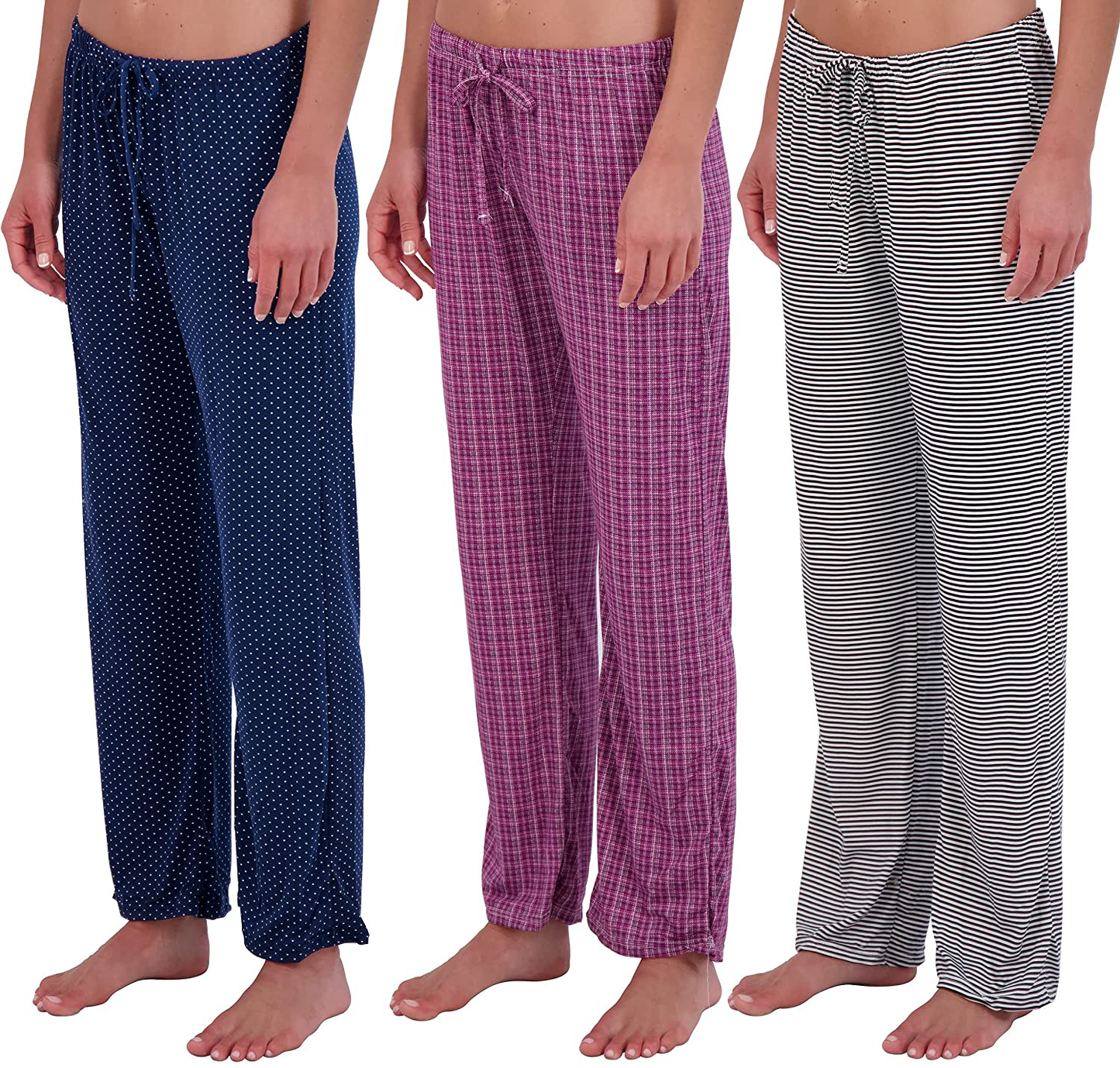 Real Essentials 3 Pack: Women’S Ultra-Soft Fleece Comfy Stretch Pajama Lounge Pants Elegant Sleepwear Apparel & Accessories > Clothing > Sleepwear & Loungewear > Pajamas Kylie Max
