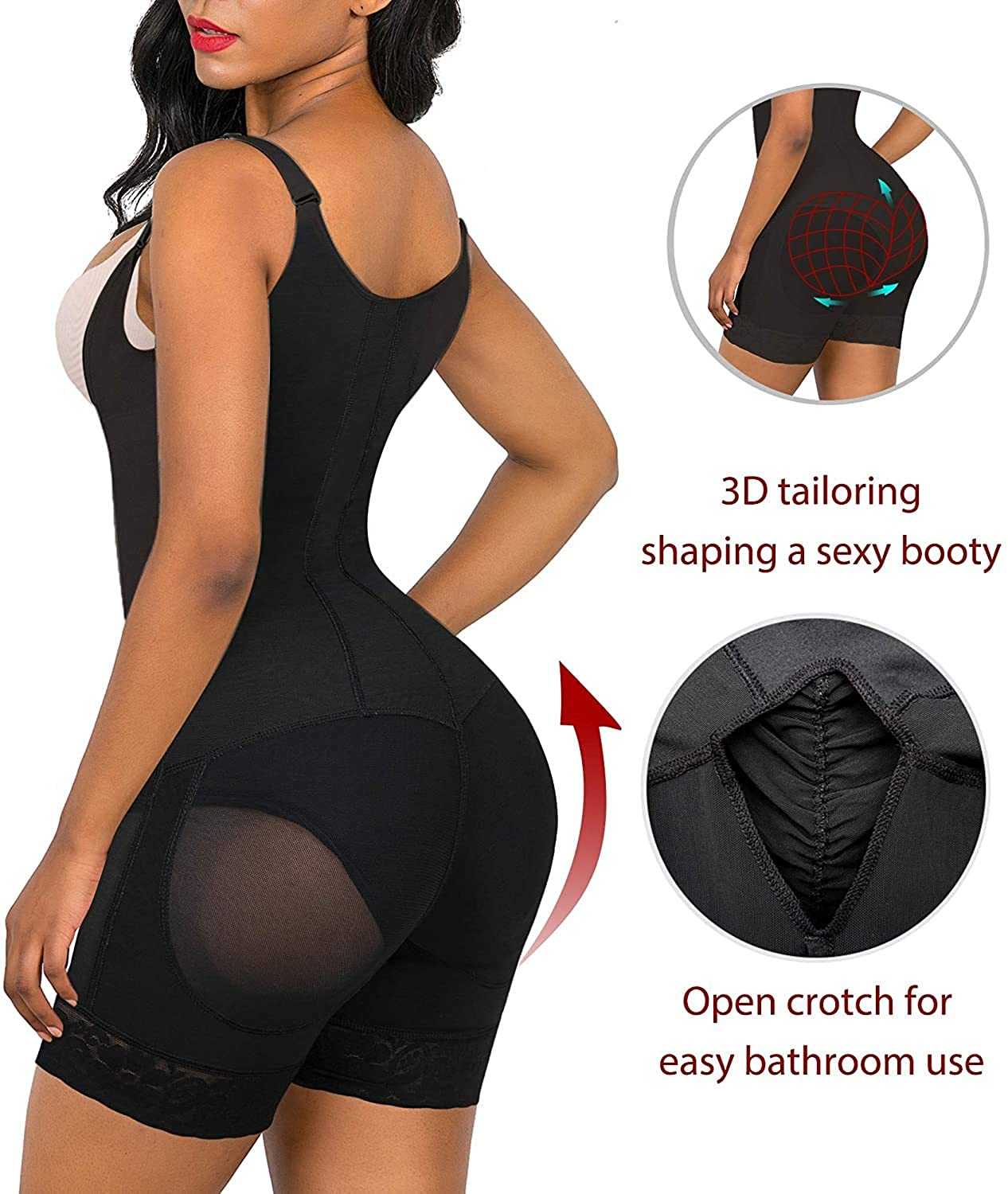 SHAPERX Shapewear for Women Tummy Control Fajas Full Body Shaper Butt Lifter Thigh Slimmer Shorts Apparel & Accessories > Clothing > Underwear & Socks > Shapewear SHAPERX