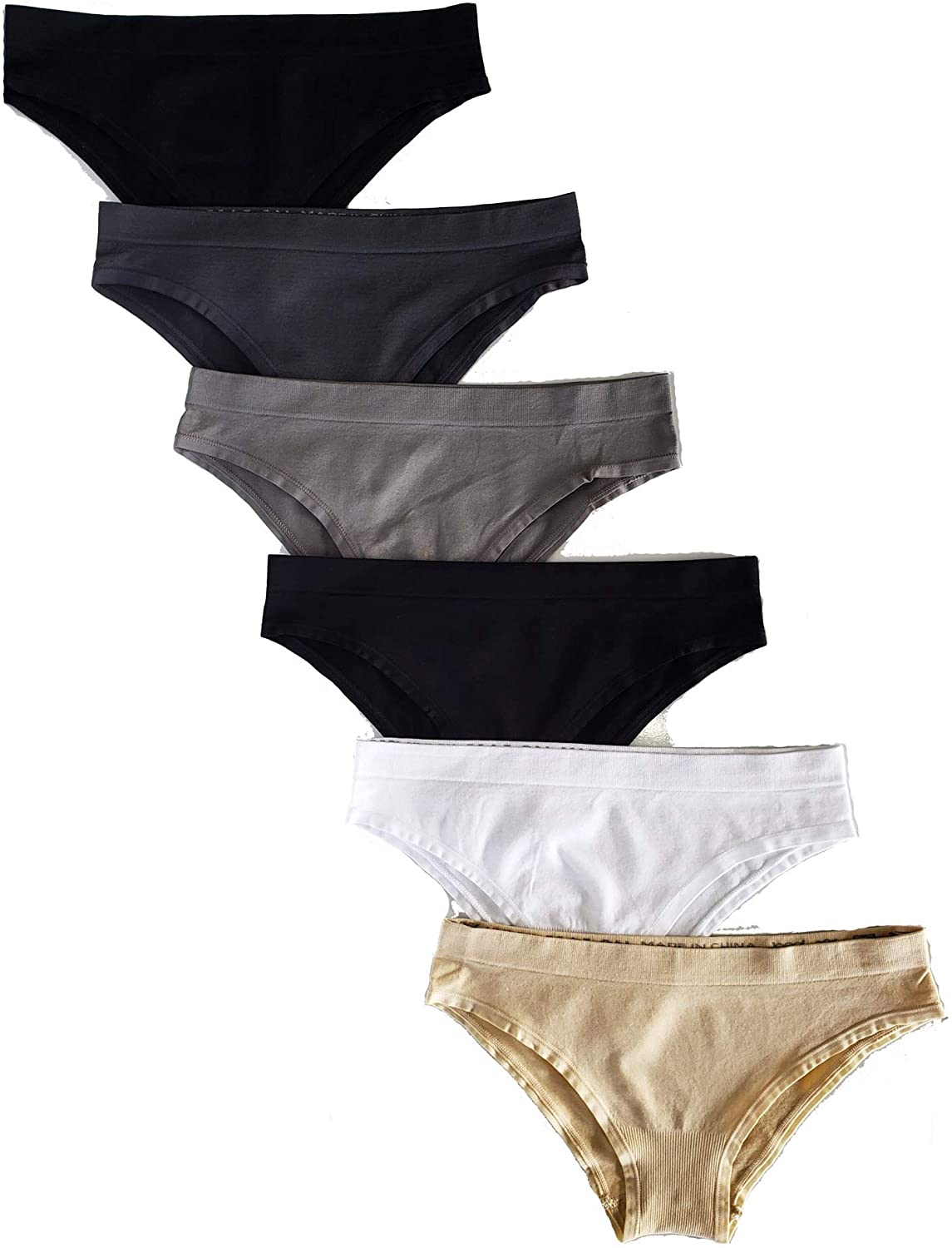 Kalon 6-Pack Women'S Cheekini Bikini Soft Stretch Panties Apparel & Accessories > Clothing > Underwear & Socks > Underwear Kalon Basics Small